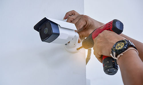 Installing cctv camera.